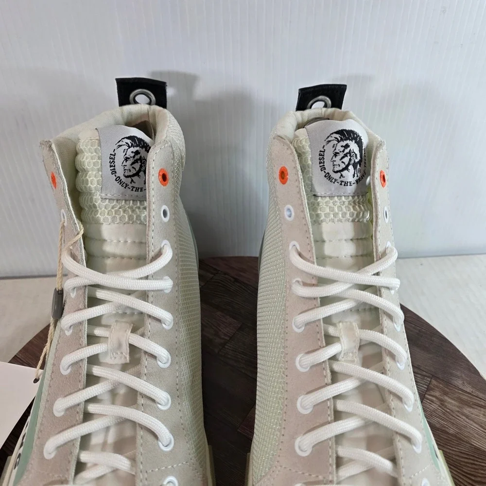 Diesel S-Dvelows‎ Mid High Top Sneakers Mens Size 12.5 White Green Graphic Suede